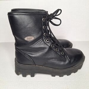 Lugz Black Dutch Chunky Ankle High Combat Lace Up Boot 6.5